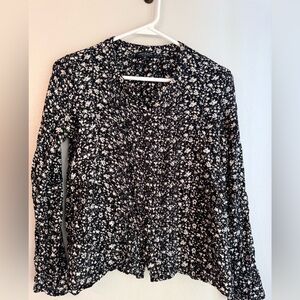 Lucky Brand Black and White Floral Blouse